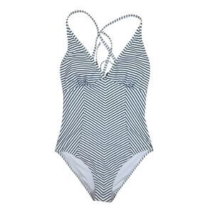 Cupshe Sz Medium Black And White Striped V-Neck One Piece Swimsuit